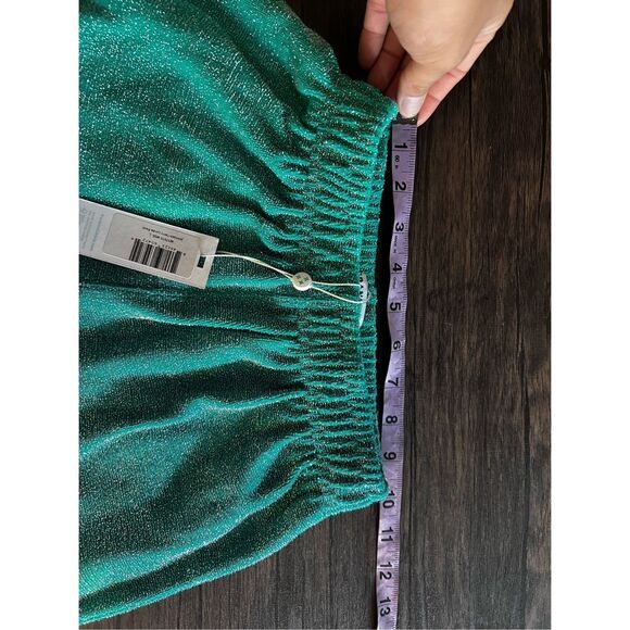 FRANKIES BIKINIS Johnson Terry Lurex Pant Mistletoe Green Flare Size L NWT - Picture 16 of 16